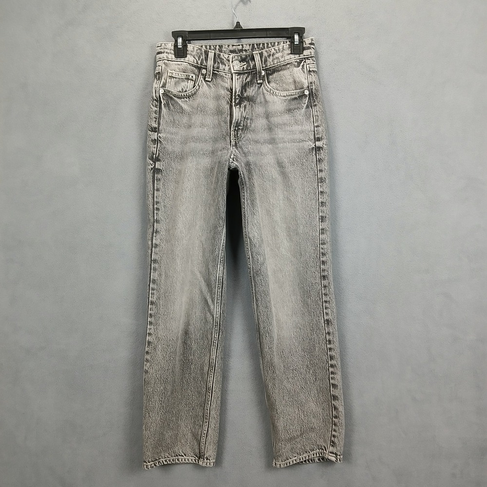 & Denim Baggy Jeans‎ Womens 0 Gray Cotton Stretch Low Waist Straight Leg Outdoor